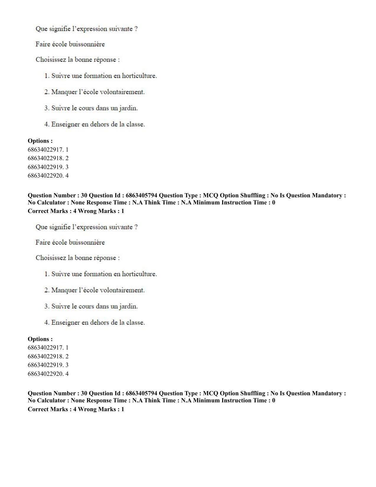 CUET PG 2023: LAQP10 – French (Eng.) - Shift 3 (05-06-2023) Question Paper - Page 44