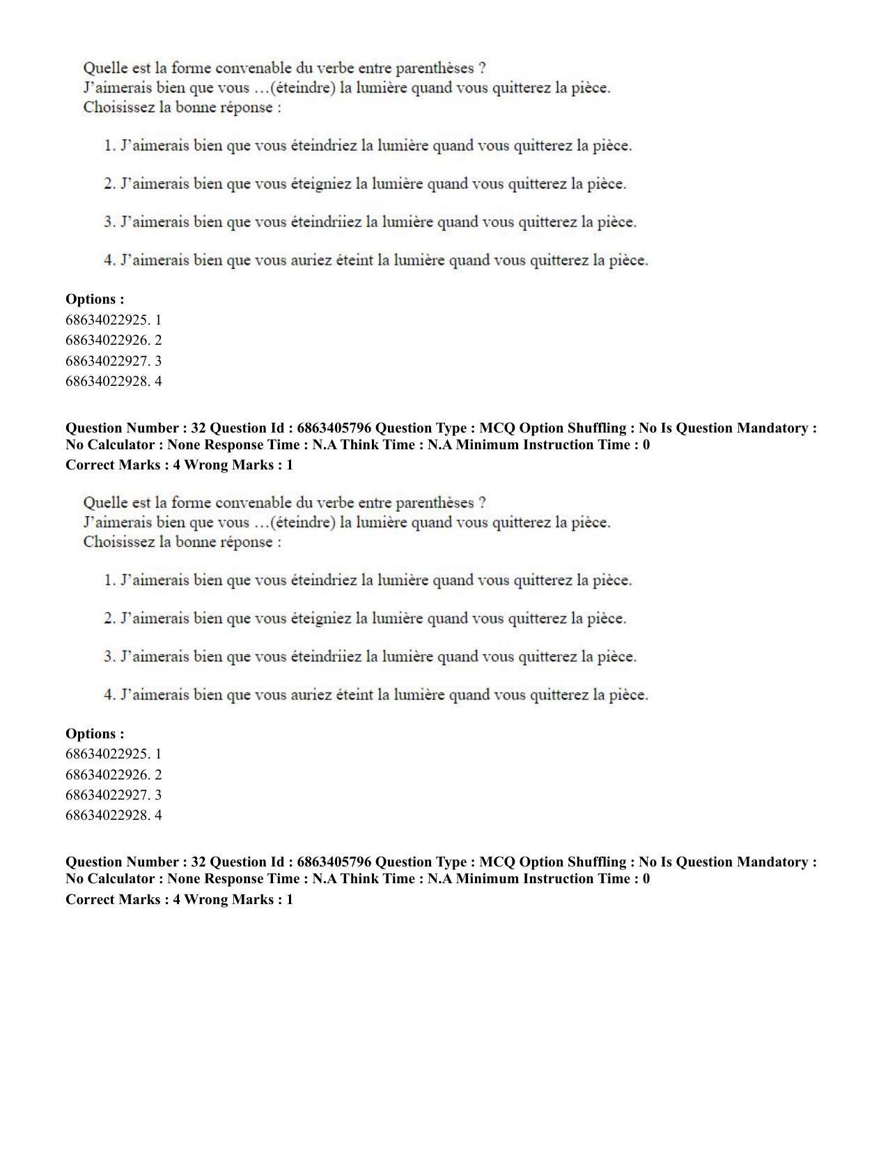 CUET PG 2023: LAQP10 – French (Eng.) - Shift 3 (05-06-2023) Question Paper - Page 47