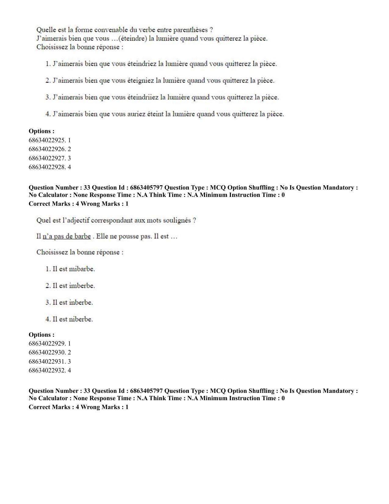 CUET PG 2023: LAQP10 – French (Eng.) - Shift 3 (05-06-2023) Question Paper - Page 48