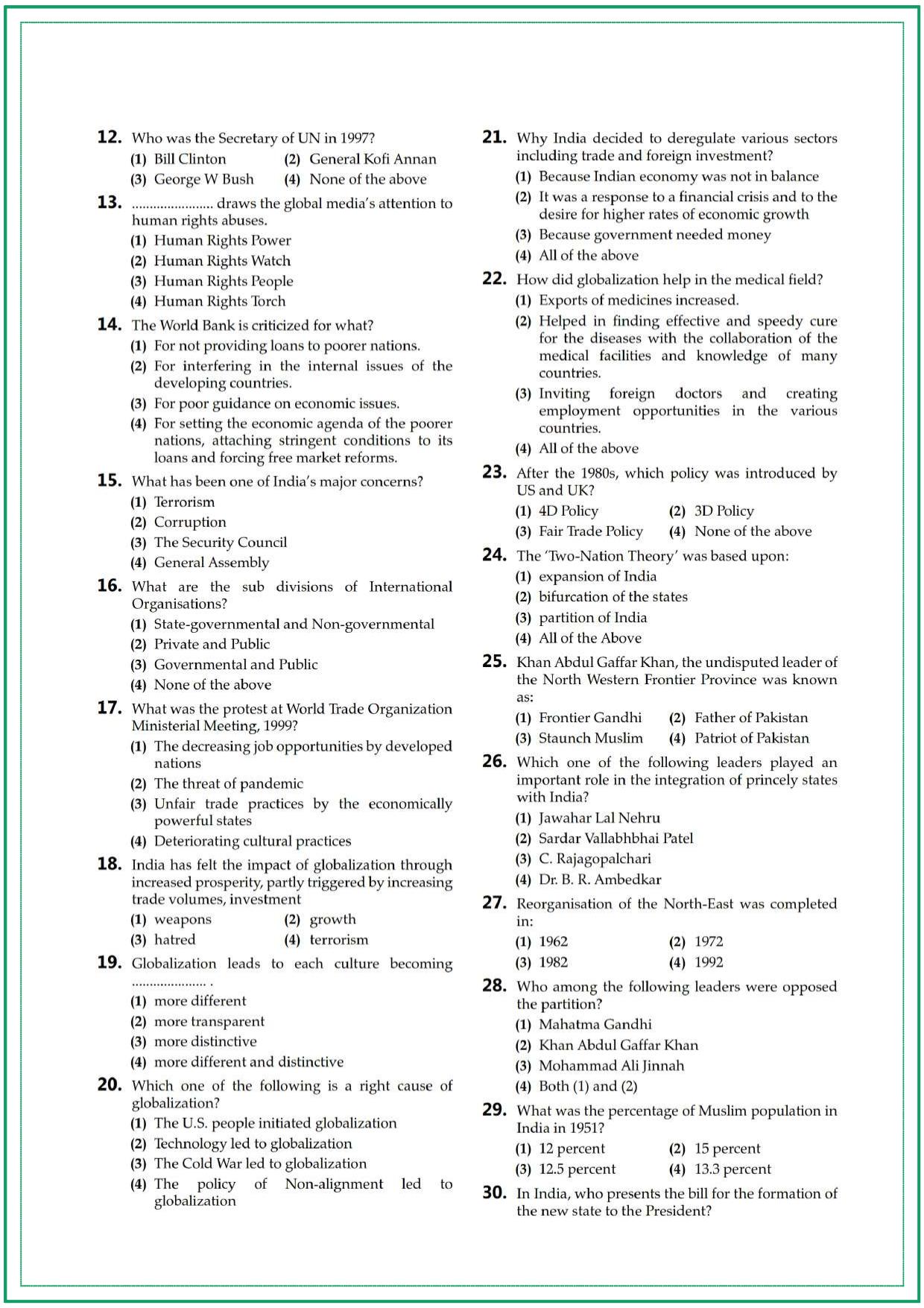 CUET Political Science Sample Paper 8 - Page 2