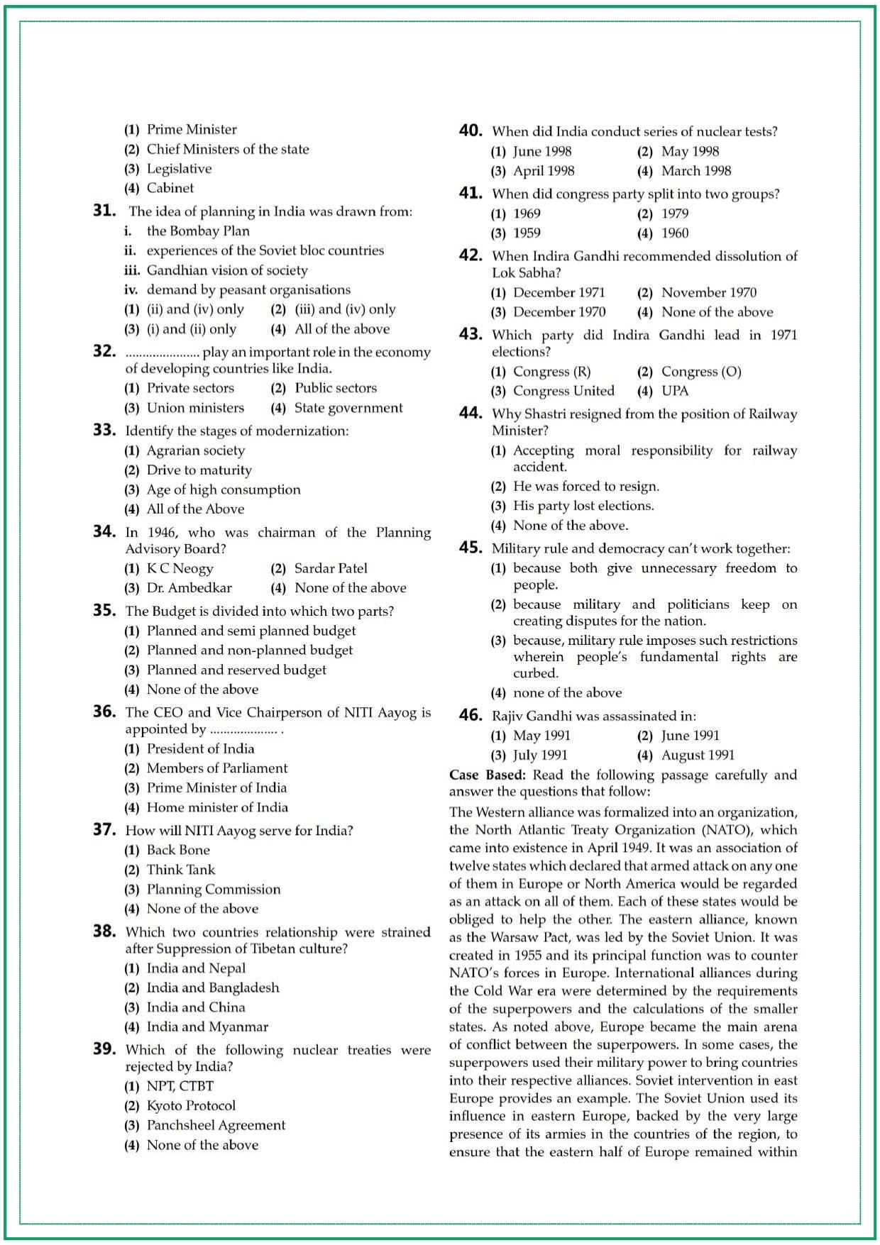 CUET Political Science Sample Paper 8 - Page 3