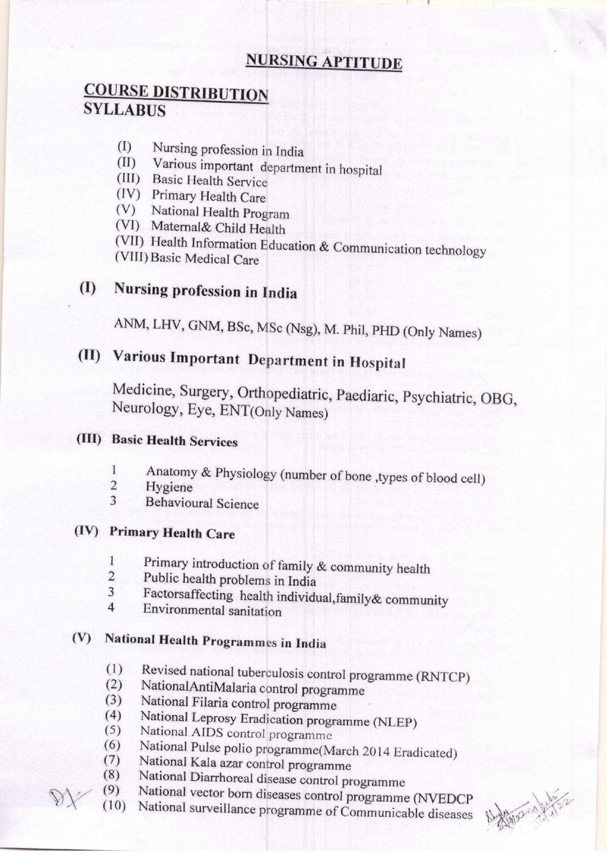 B.Sc. Nursing (BSCN) Entrance Examination Syllabus - Page 1