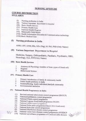 B.Sc. Nursing (BSCN) Entrance Examination Syllabus