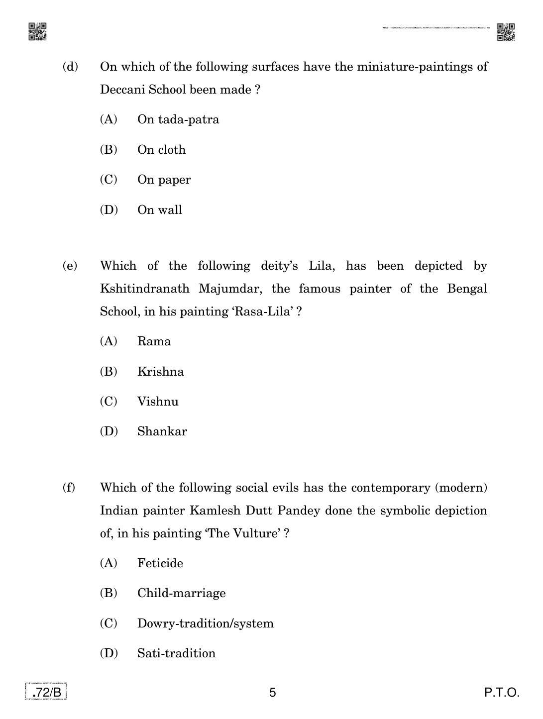 CBSE Class 12 Commercial Art 2020 Compartment Question Paper - Page 5