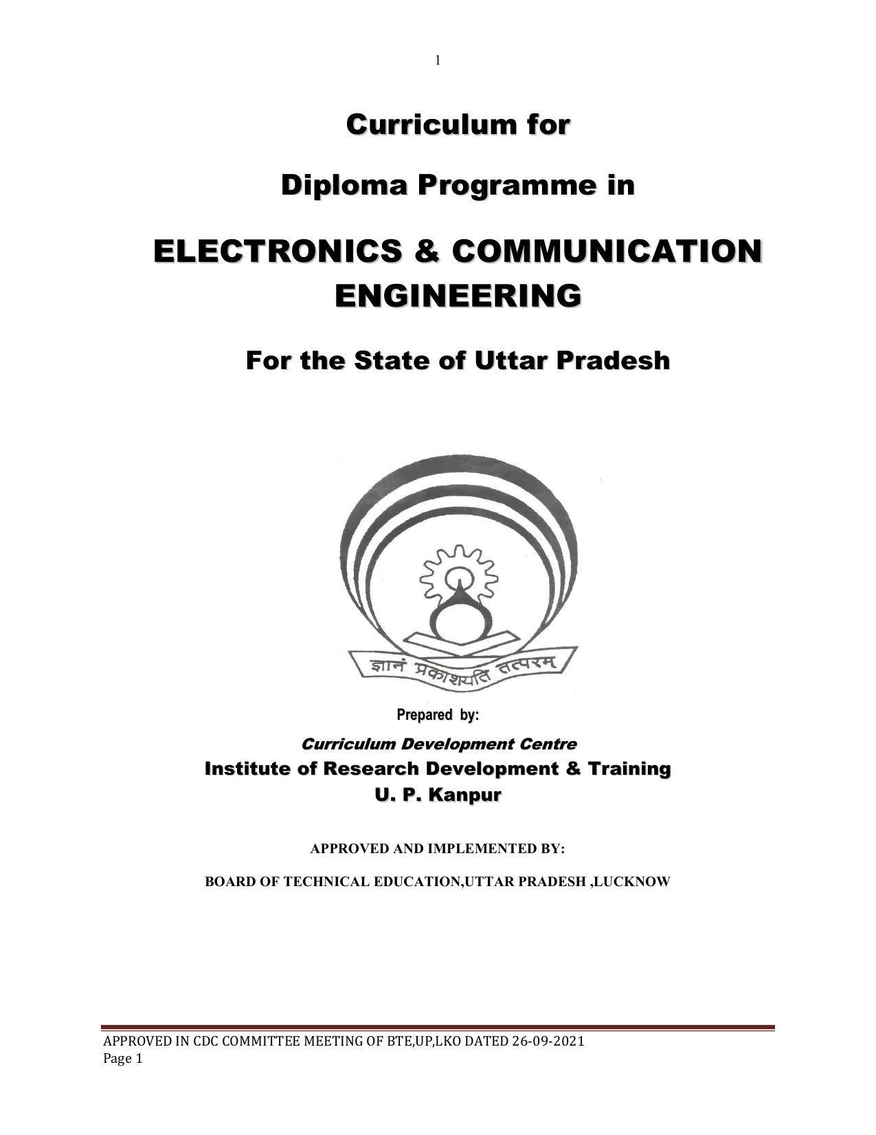 SYLLABUS FOR SEMESTER SYSTEM EFFECTIVE FROM (2021-2022) - ELECTRONICS & COMMUNICATION ENGINEERING - Page 1