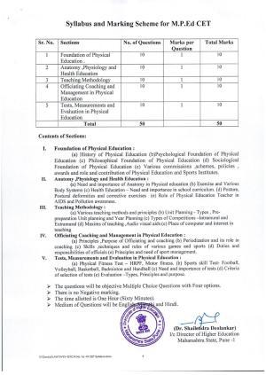MAH M.P.Ed CET Syllabus