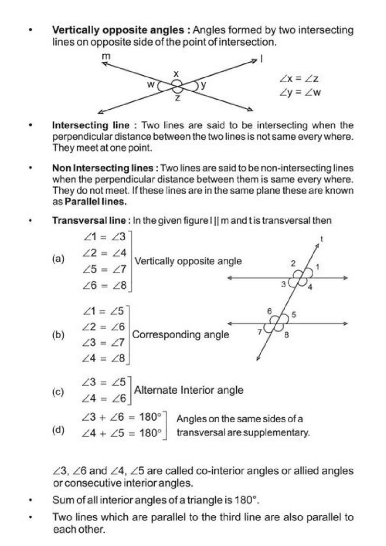 Class 9 Notes, Question & Practice Paper - Mathematics (Topic 6 : Lines and Angles) - Page 3