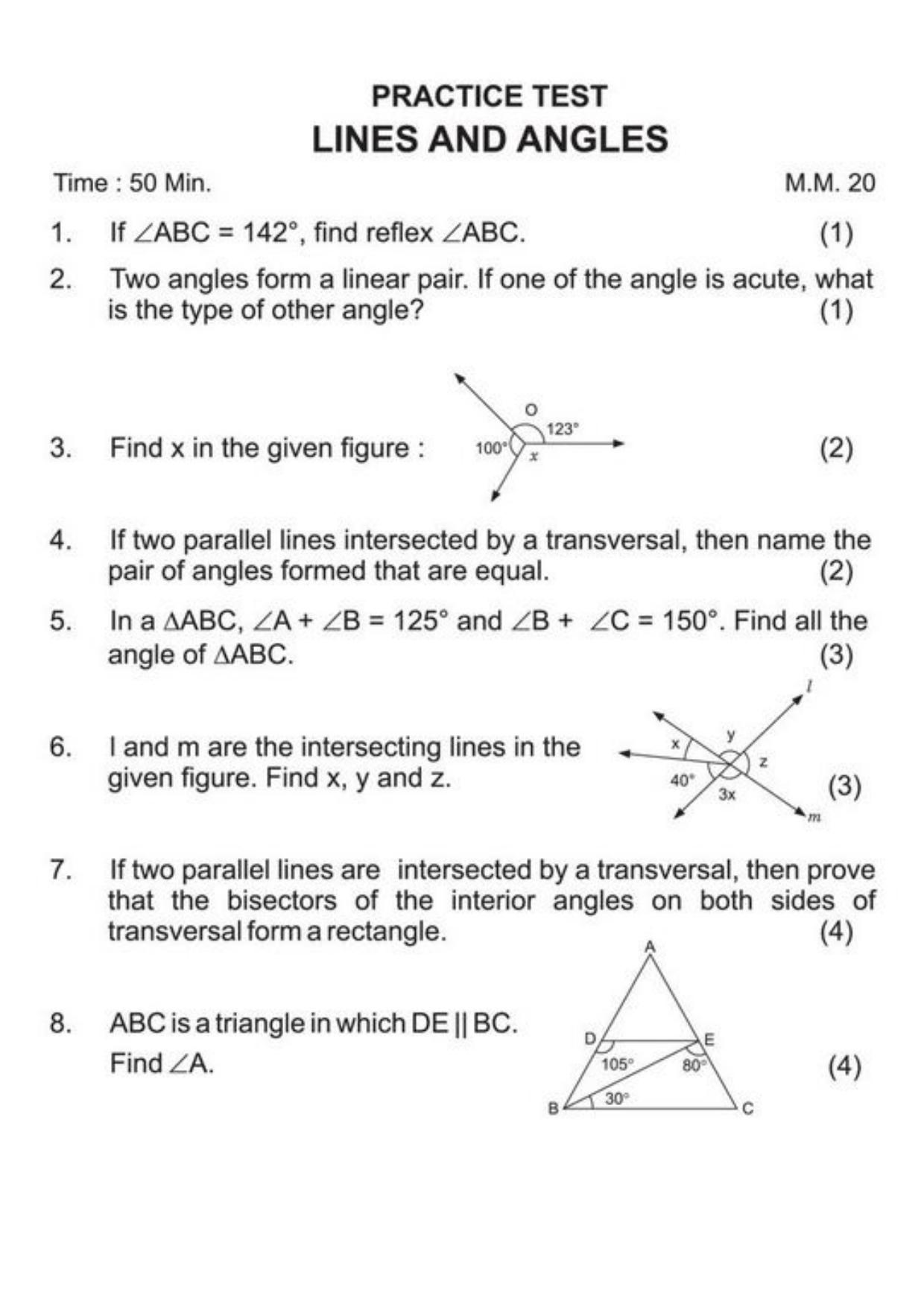 Class 9 Notes, Question & Practice Paper - Mathematics (Topic 6 : Lines and Angles) - Page 15