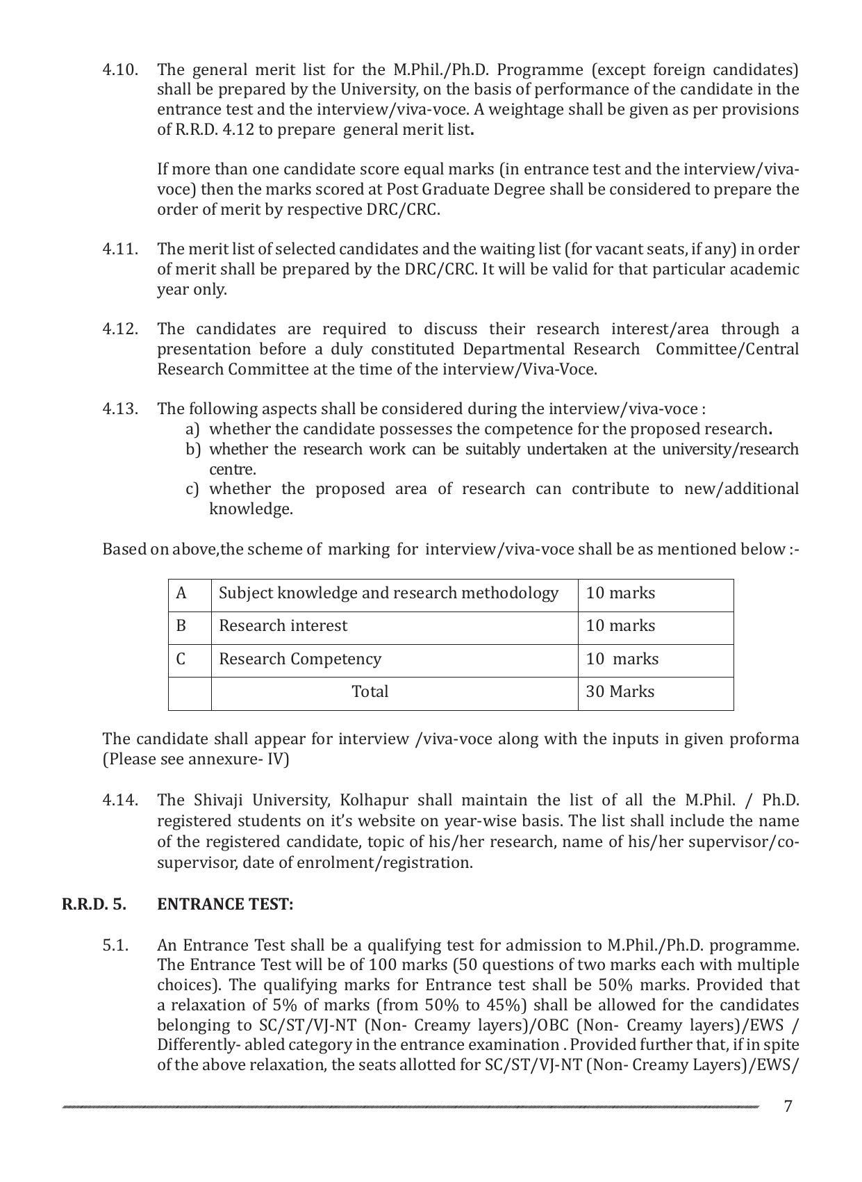 Shivaji University, Kolhapur M.Phil & Ph.D 2021-22 Prospectus - Page 9
