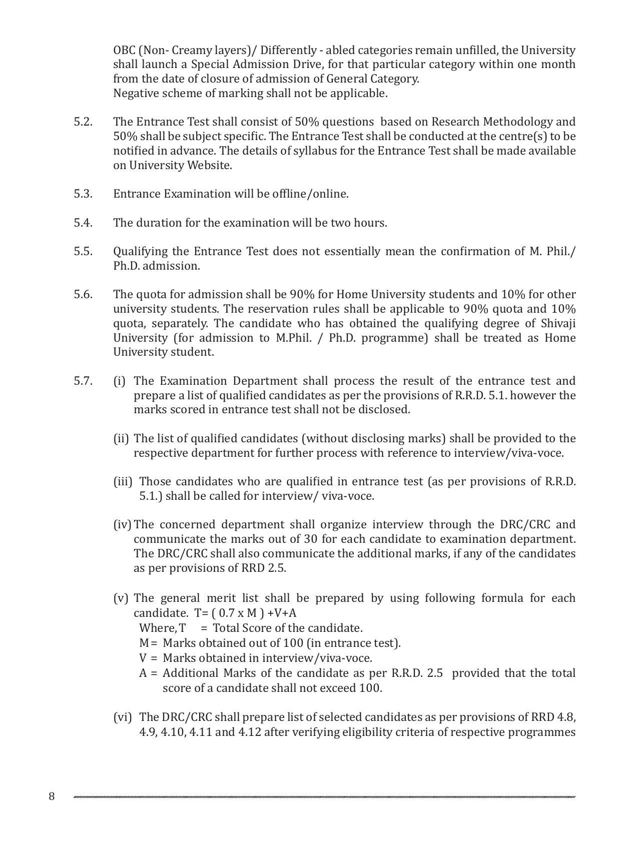 Shivaji University, Kolhapur M.Phil & Ph.D 2021-22 Prospectus - Page 10