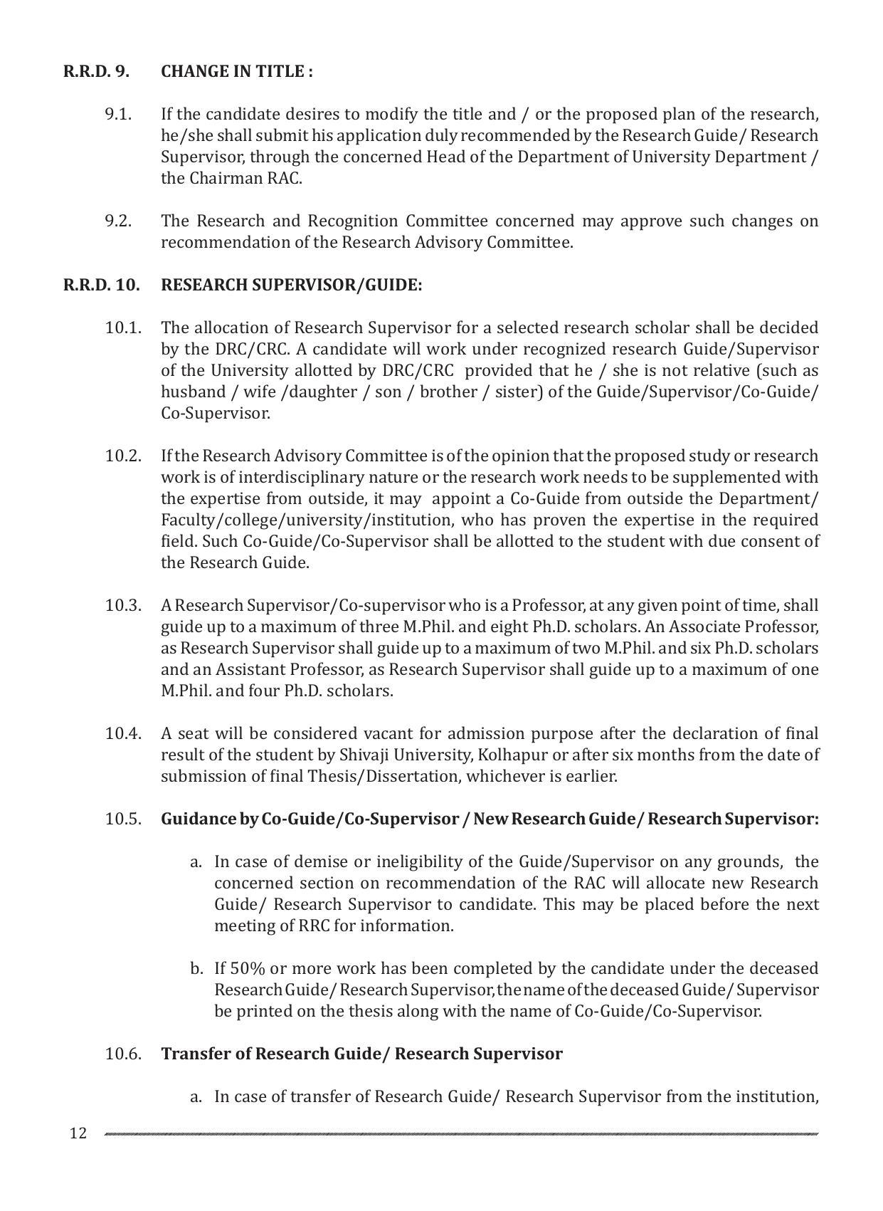 Shivaji University, Kolhapur M.Phil & Ph.D 2021-22 Prospectus - Page 14