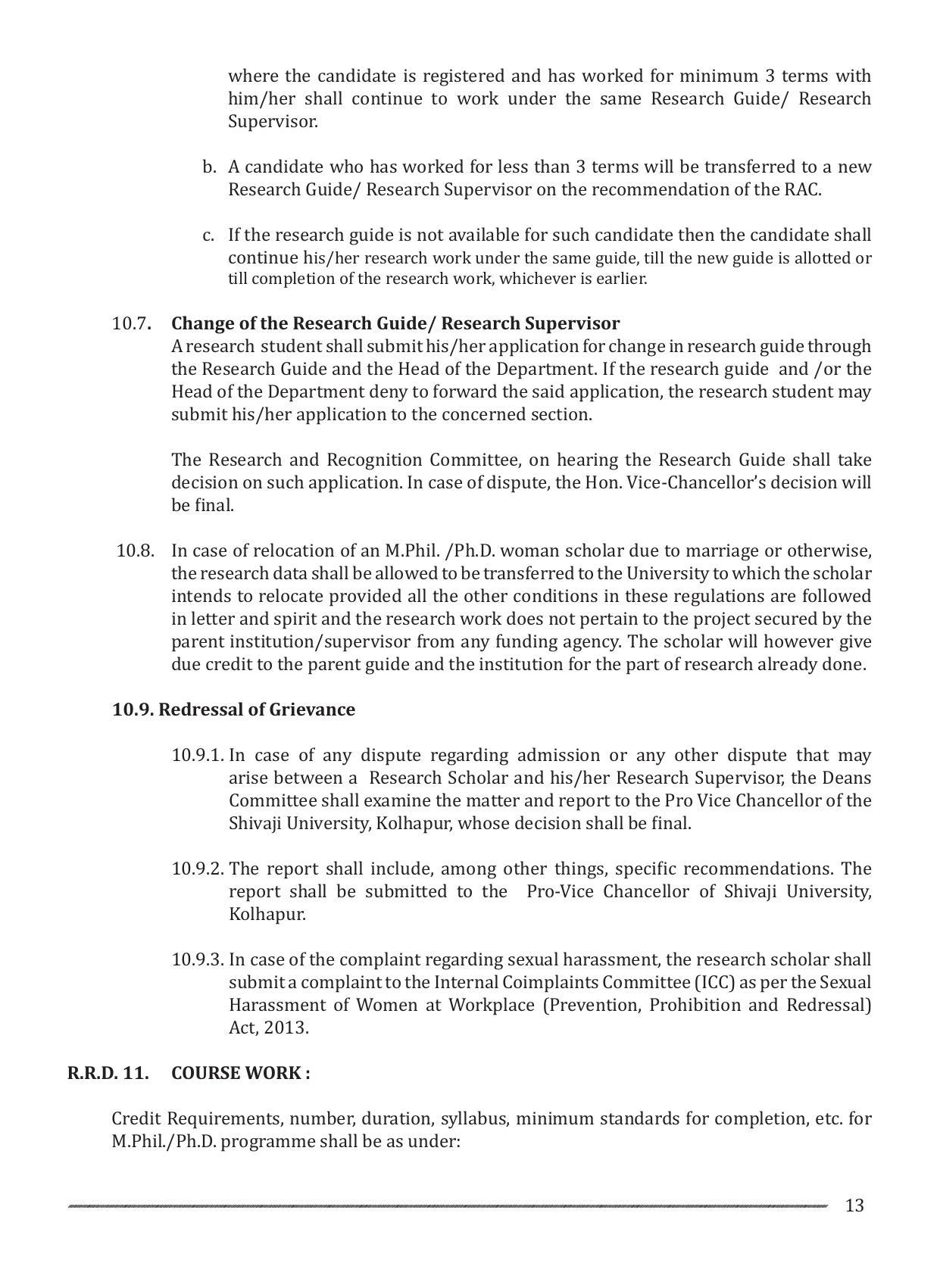 Shivaji University, Kolhapur M.Phil & Ph.D 2021-22 Prospectus - Page 15