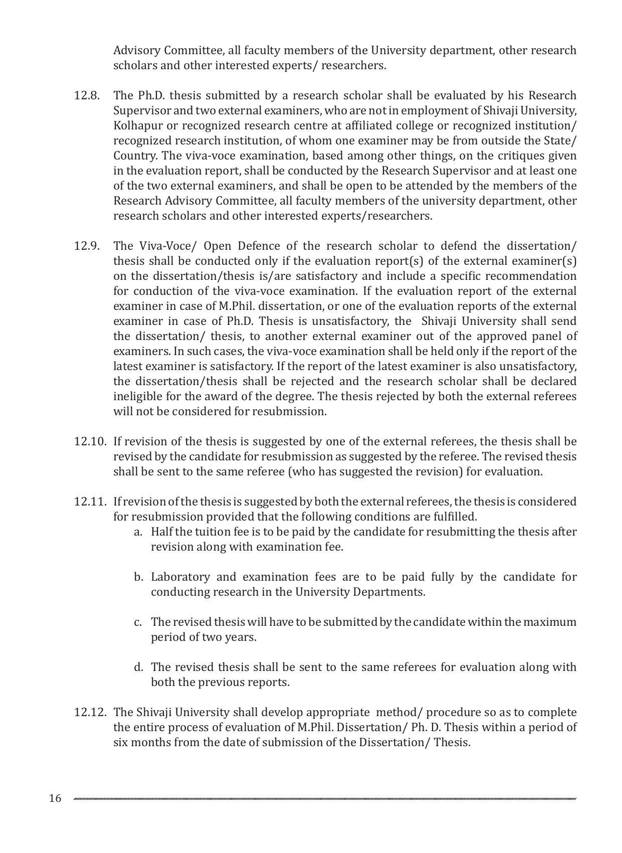 Shivaji University, Kolhapur M.Phil & Ph.D 2021-22 Prospectus - Page 18