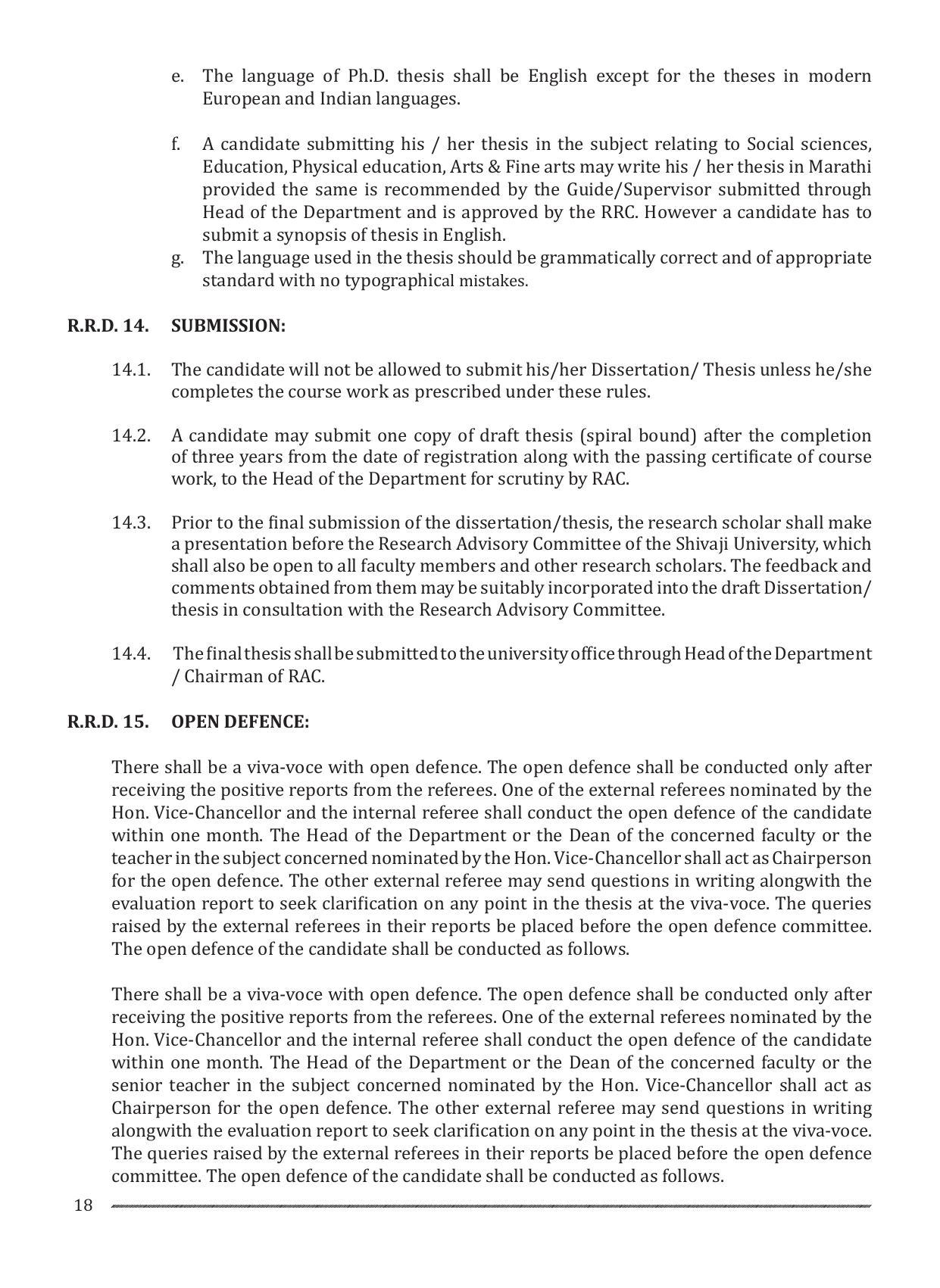 Shivaji University, Kolhapur M.Phil & Ph.D 2021-22 Prospectus - Page 20