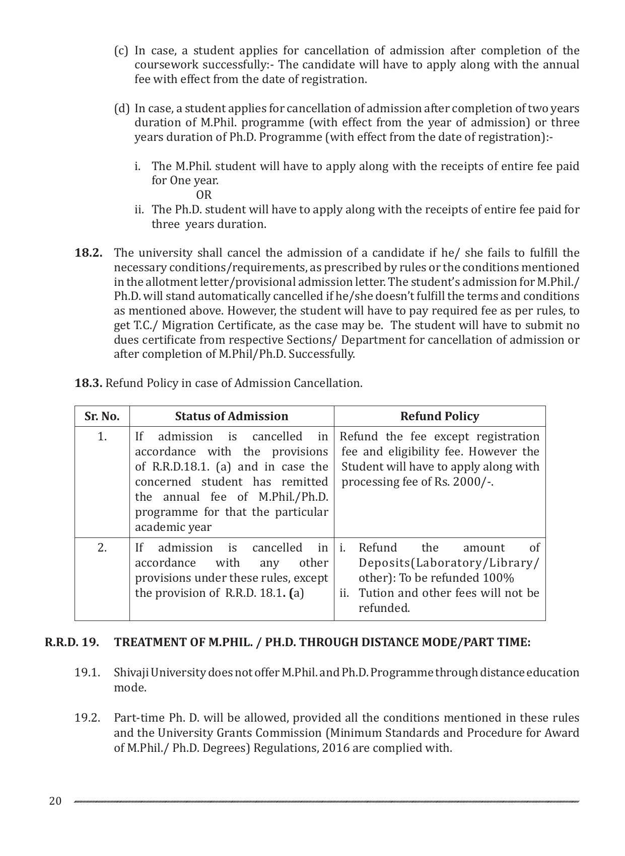 Shivaji University, Kolhapur M.Phil & Ph.D 2021-22 Prospectus - Page 22