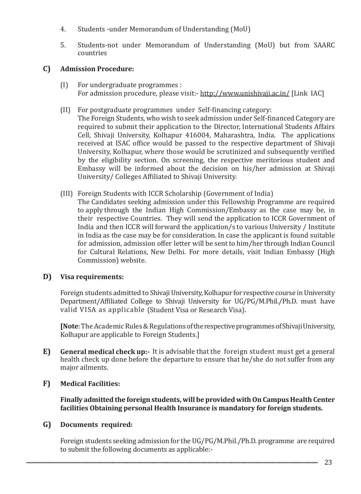 Shivaji University, Kolhapur M.Phil & Ph.D 2021-22 Prospectus - Page 25