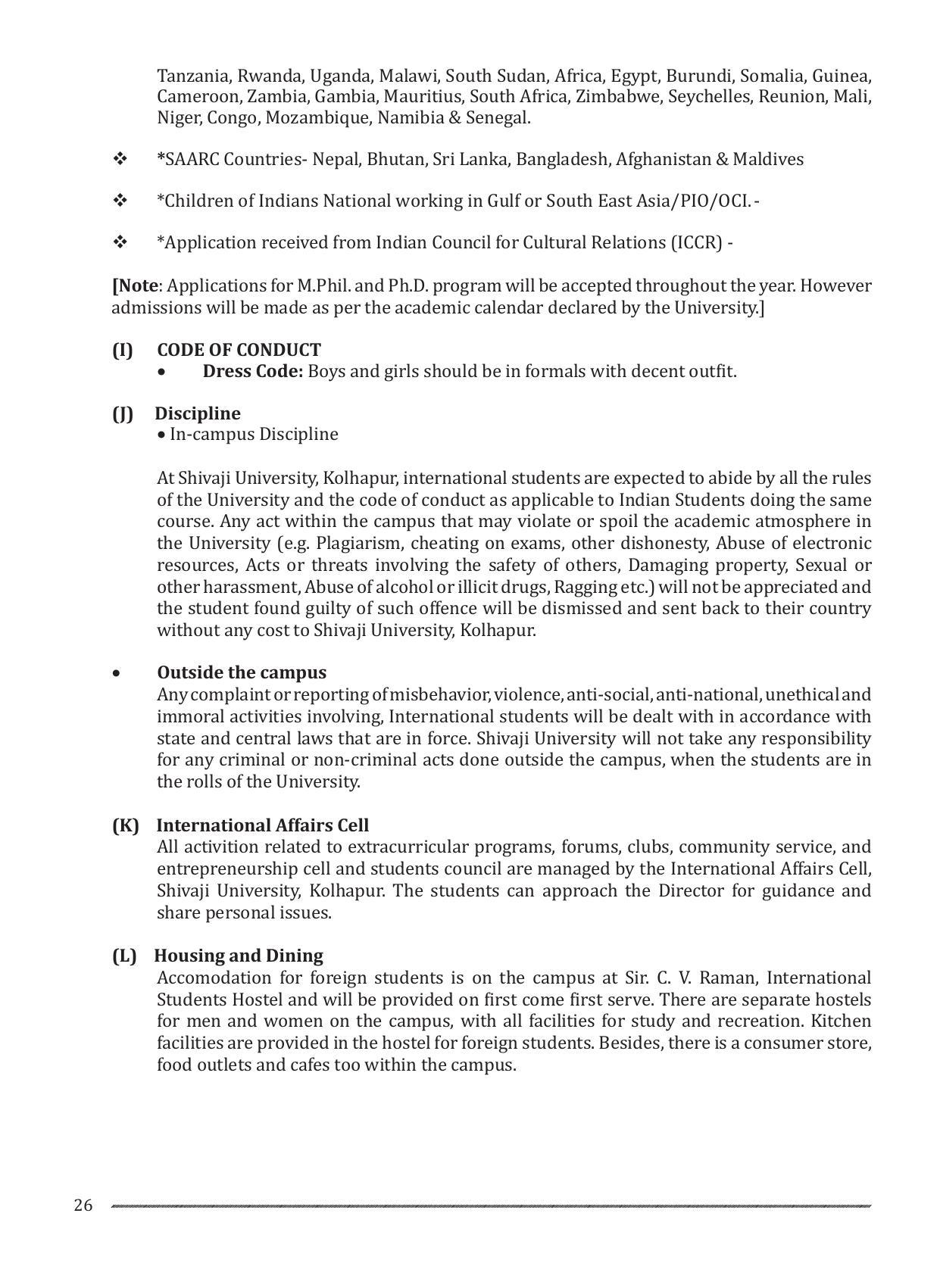 Shivaji University, Kolhapur M.Phil & Ph.D 2021-22 Prospectus - Page 28