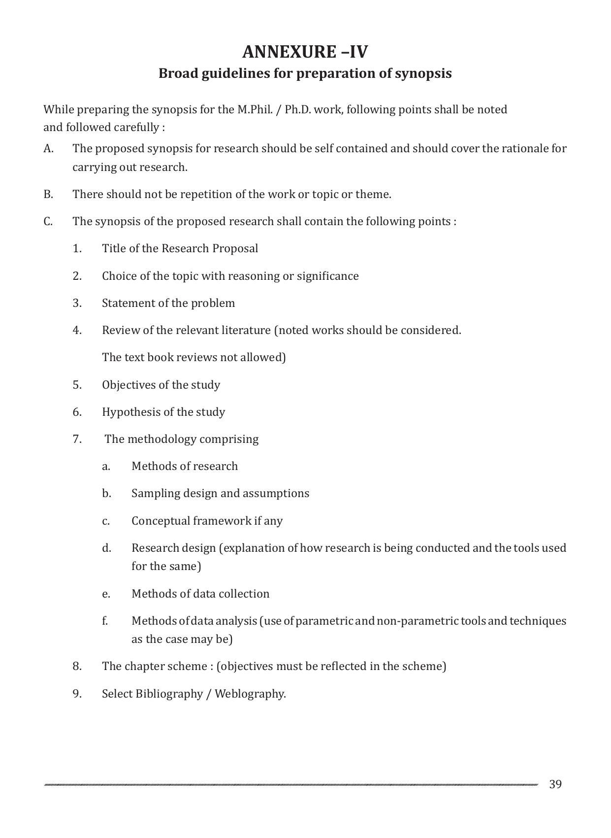Shivaji University, Kolhapur M.Phil & Ph.D 2021-22 Prospectus - Page 41