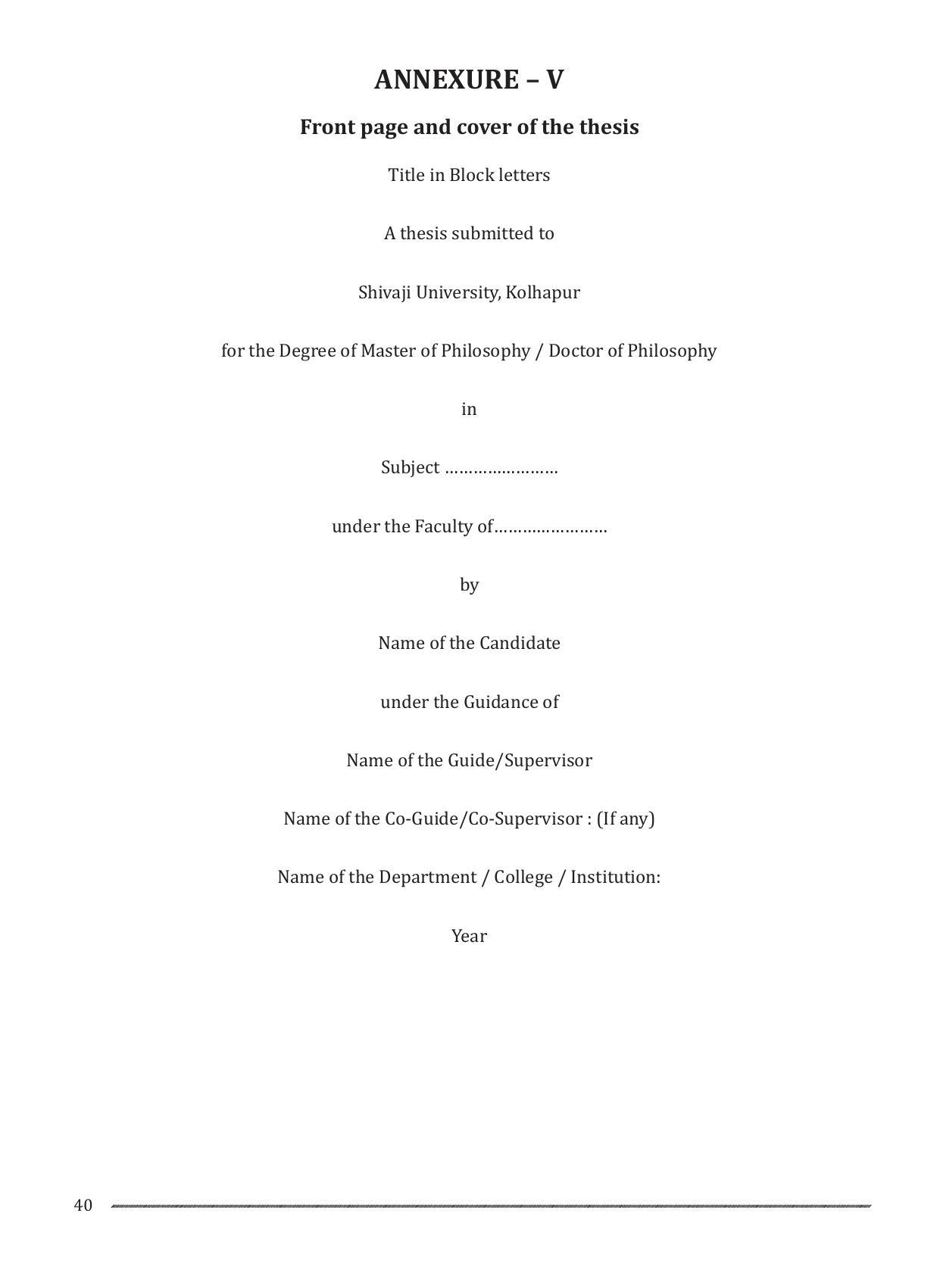 Shivaji University, Kolhapur M.Phil & Ph.D 2021-22 Prospectus - Page 42