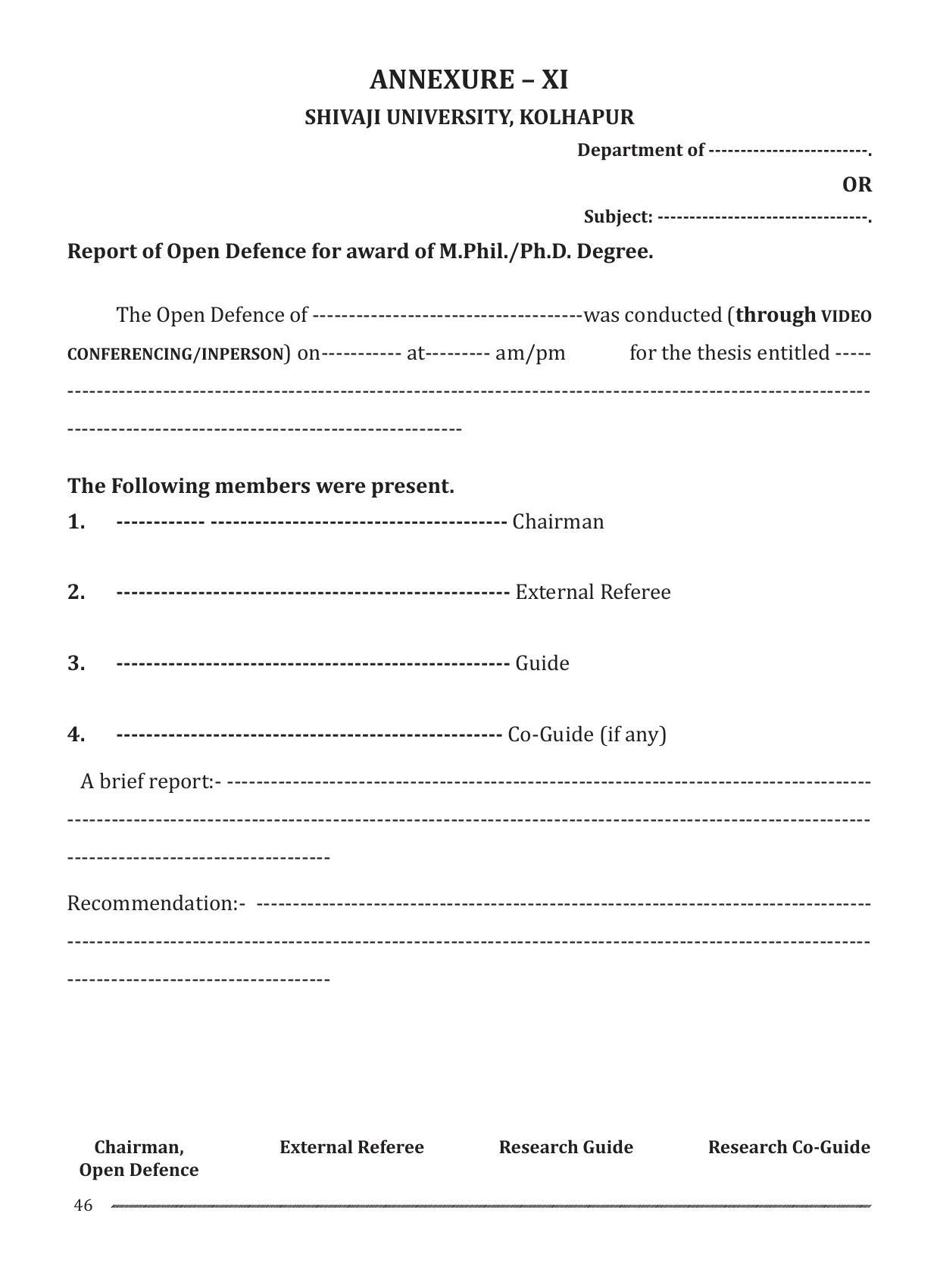 Shivaji University, Kolhapur M.Phil & Ph.D 2021-22 Prospectus - Page 48