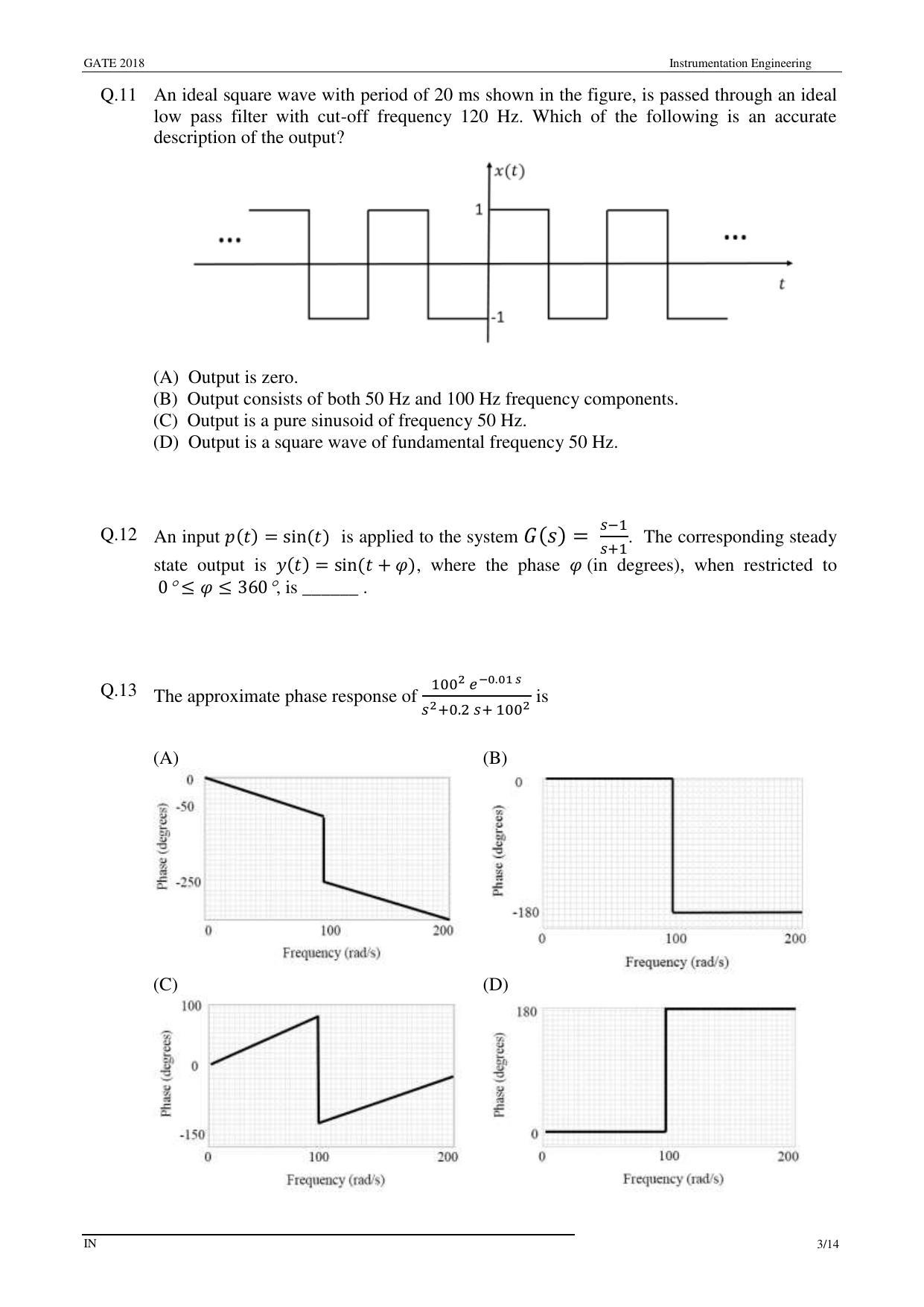 GATE 2018 Instrumentation Engineering (IN) Question Paper with Answer Key - Page 5
