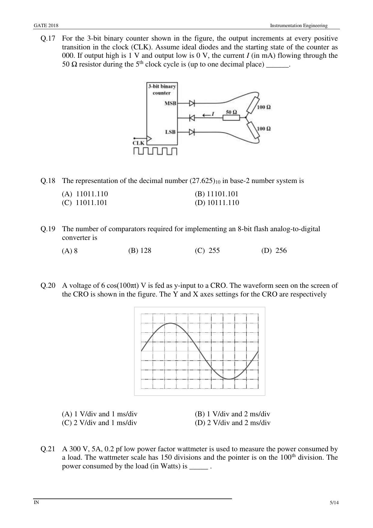 GATE 2018 Instrumentation Engineering (IN) Question Paper with Answer Key - Page 7