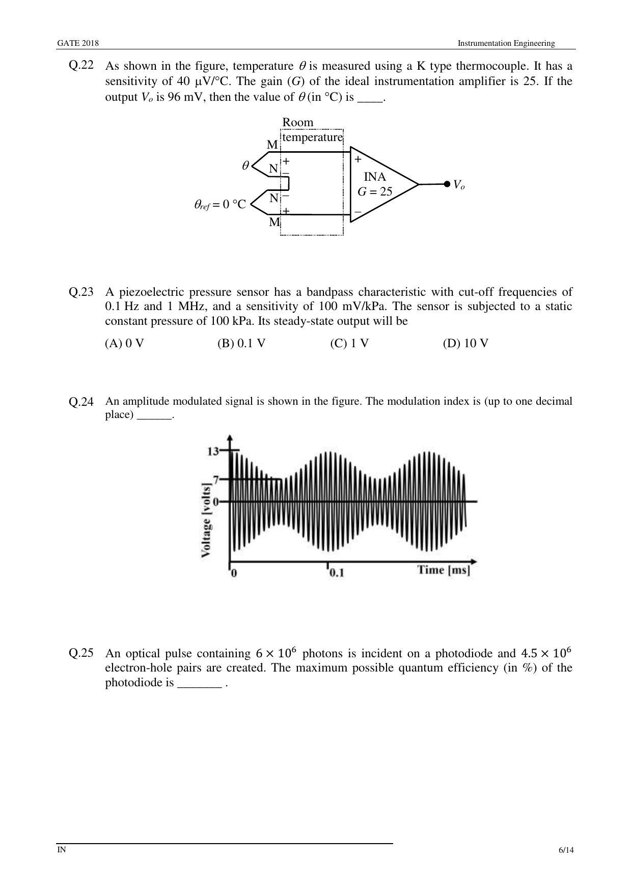 GATE 2018 Instrumentation Engineering (IN) Question Paper with Answer Key - Page 8