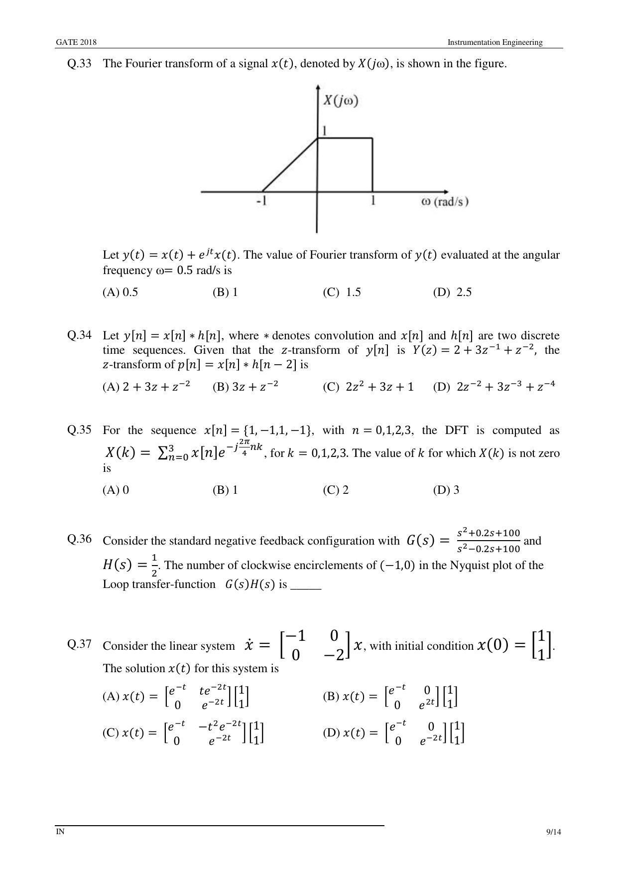 GATE 2018 Instrumentation Engineering (IN) Question Paper with Answer Key - Page 11
