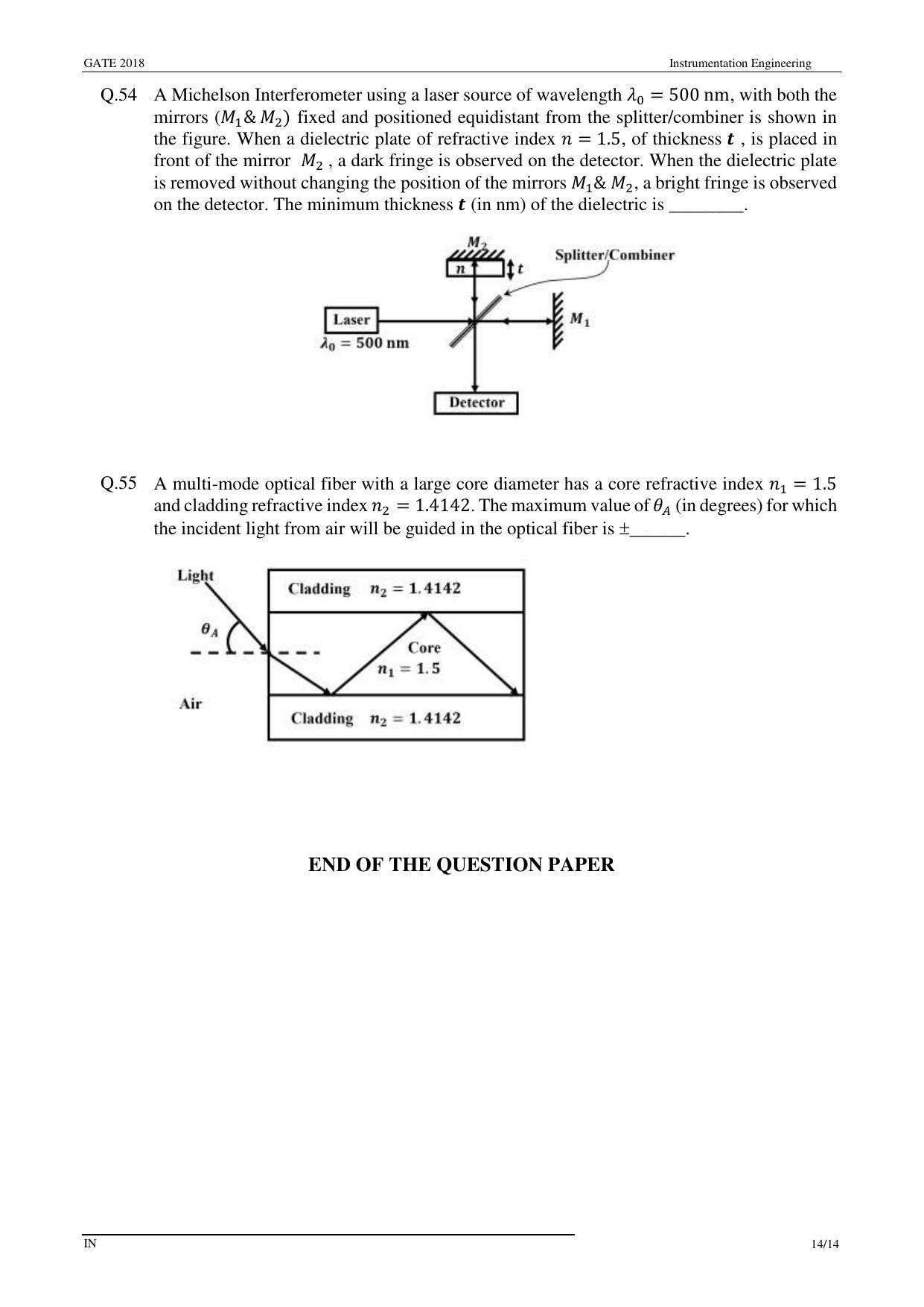 GATE 2018 Instrumentation Engineering (IN) Question Paper with Answer Key - Page 16
