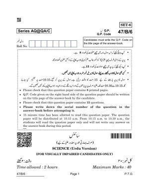 CBSE Class 10 47-B-6 SCIENCE Urdu Blind 2022 Compartment Question Paper