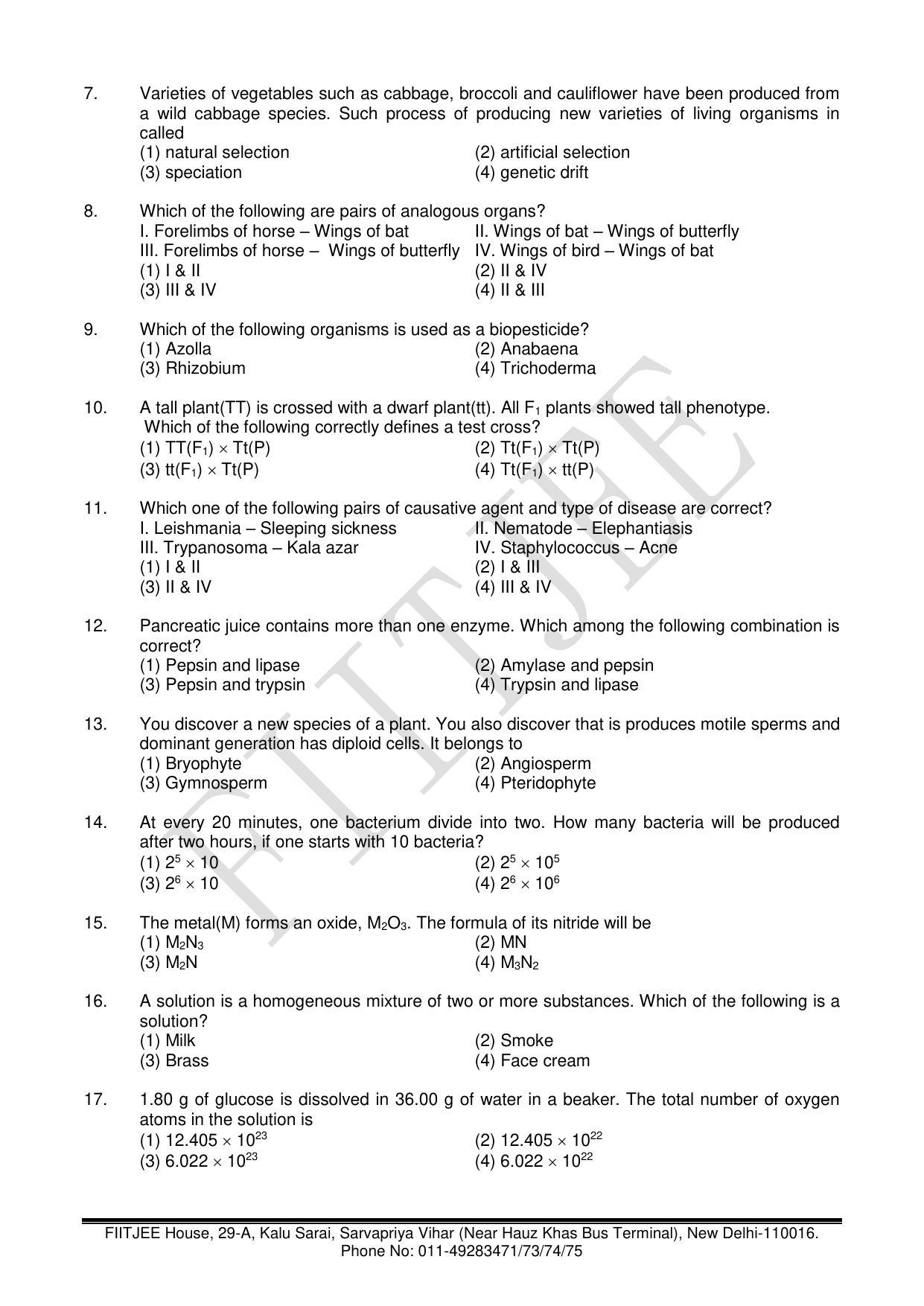 NTSE 2017 (Stage II) SAT Question Paper (May 14, 2017) - Page 2