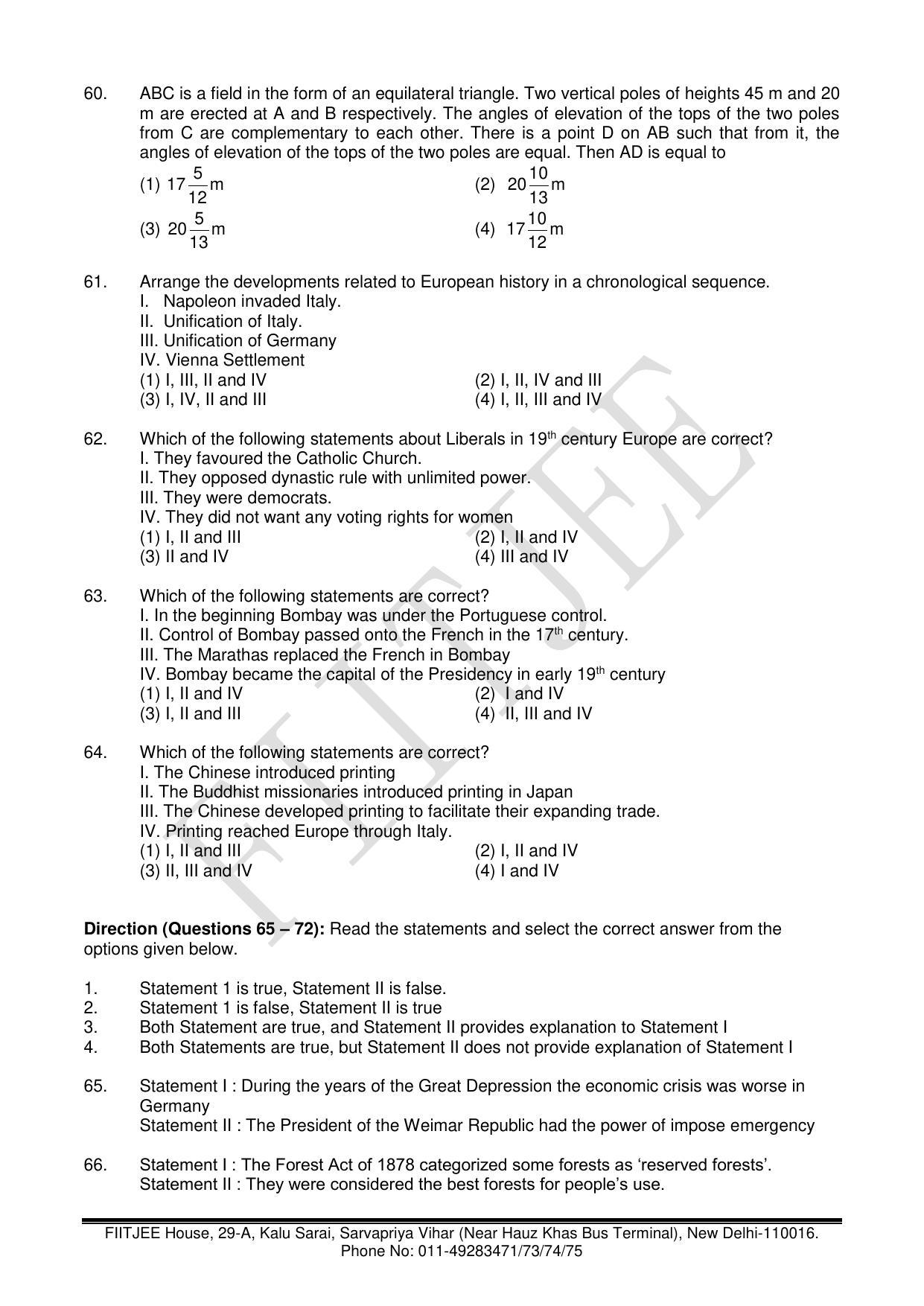 NTSE 2017 (Stage II) SAT Question Paper (May 14, 2017) - Page 10