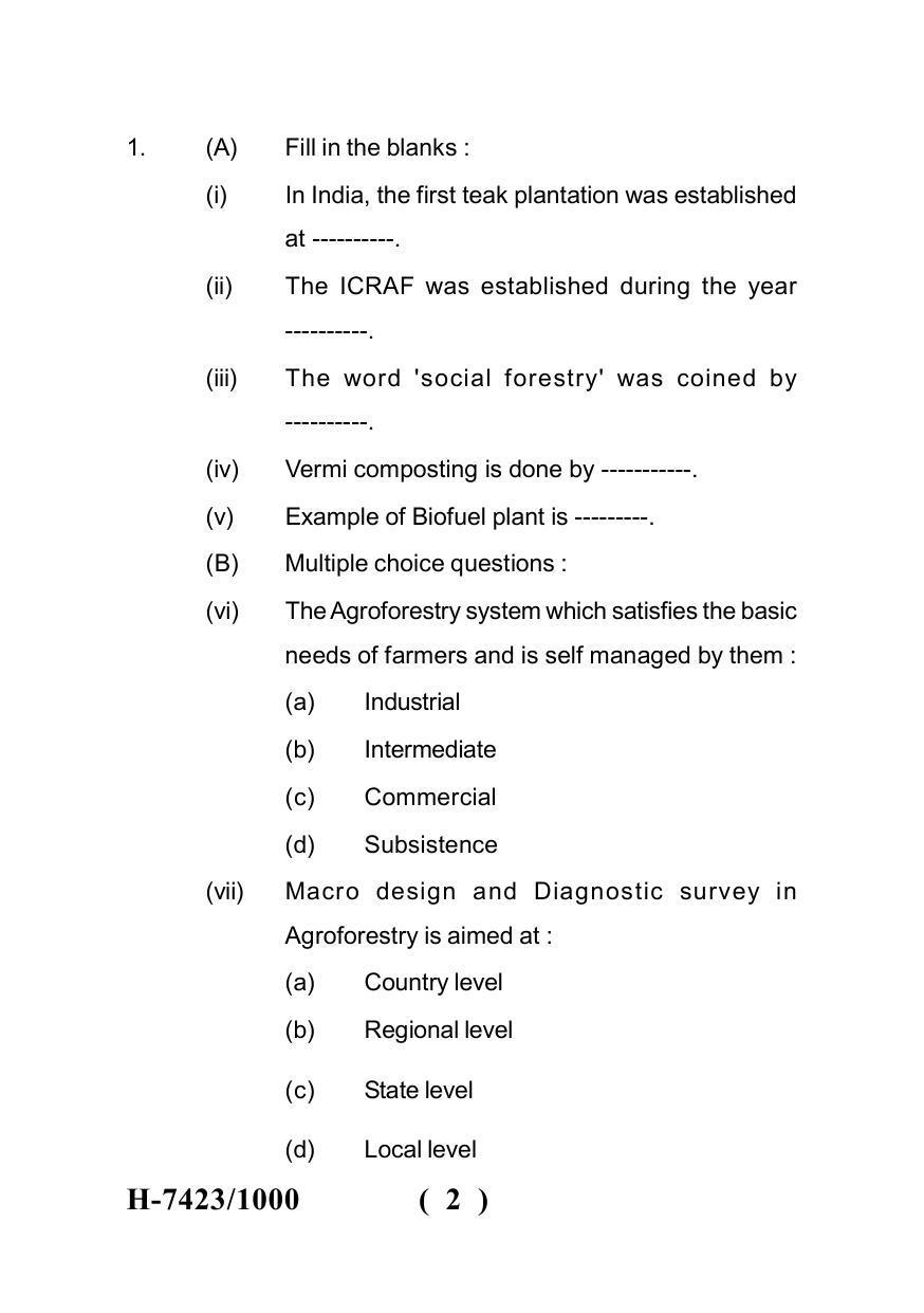 Sarguja University Question Paper July-2022 : M.Sc.In Farm-Forestry(Second Sem.)Farm Forestry-I (Agro-Forestry) Paper 1 - Page 2