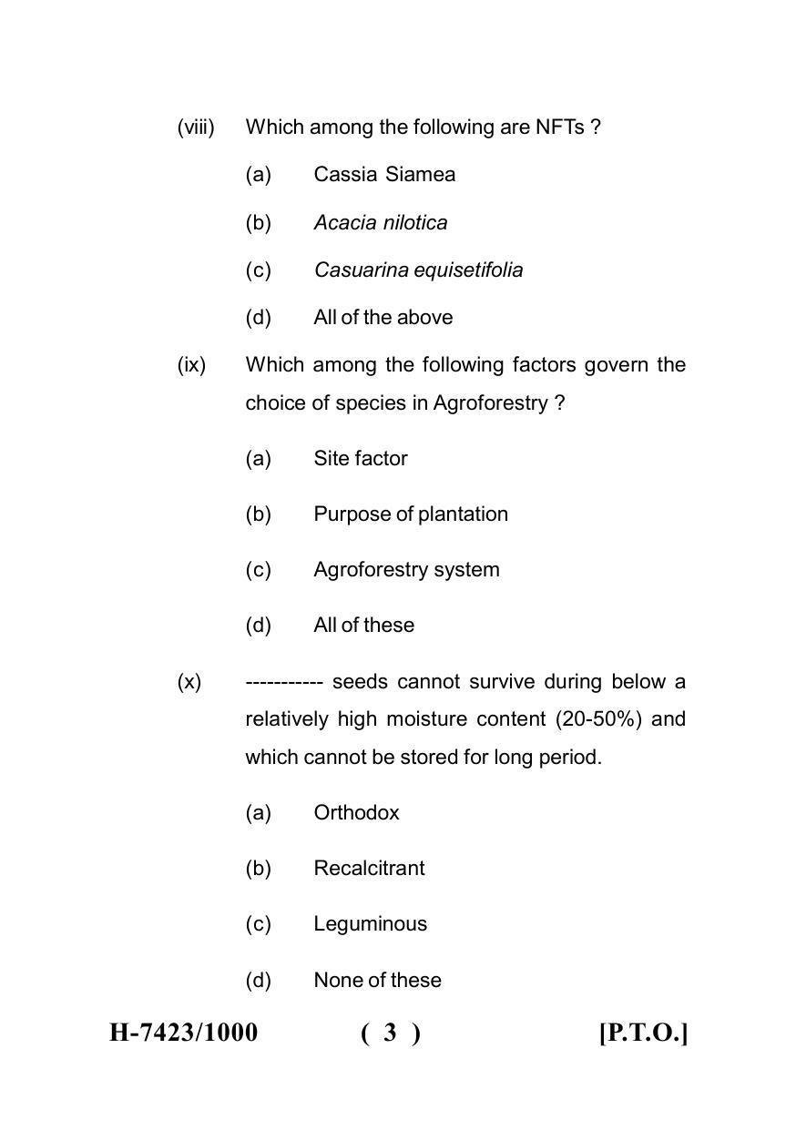Sarguja University Question Paper July-2022 : M.Sc.In Farm-Forestry(Second Sem.)Farm Forestry-I (Agro-Forestry) Paper 1 - Page 3
