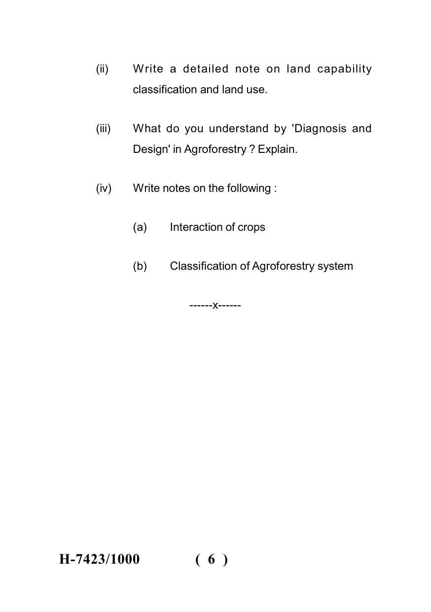 Sarguja University Question Paper July-2022 : M.Sc.In Farm-Forestry(Second Sem.)Farm Forestry-I (Agro-Forestry) Paper 1 - Page 6