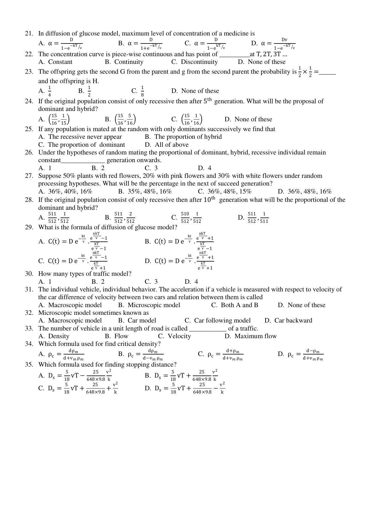 Hemchand North Gujarat University Sample Paper July-Sept 2021: M.Sc. Semester-III MTHE - C-1 Mathematical Modelling Paper Code – 5407 - Page 2