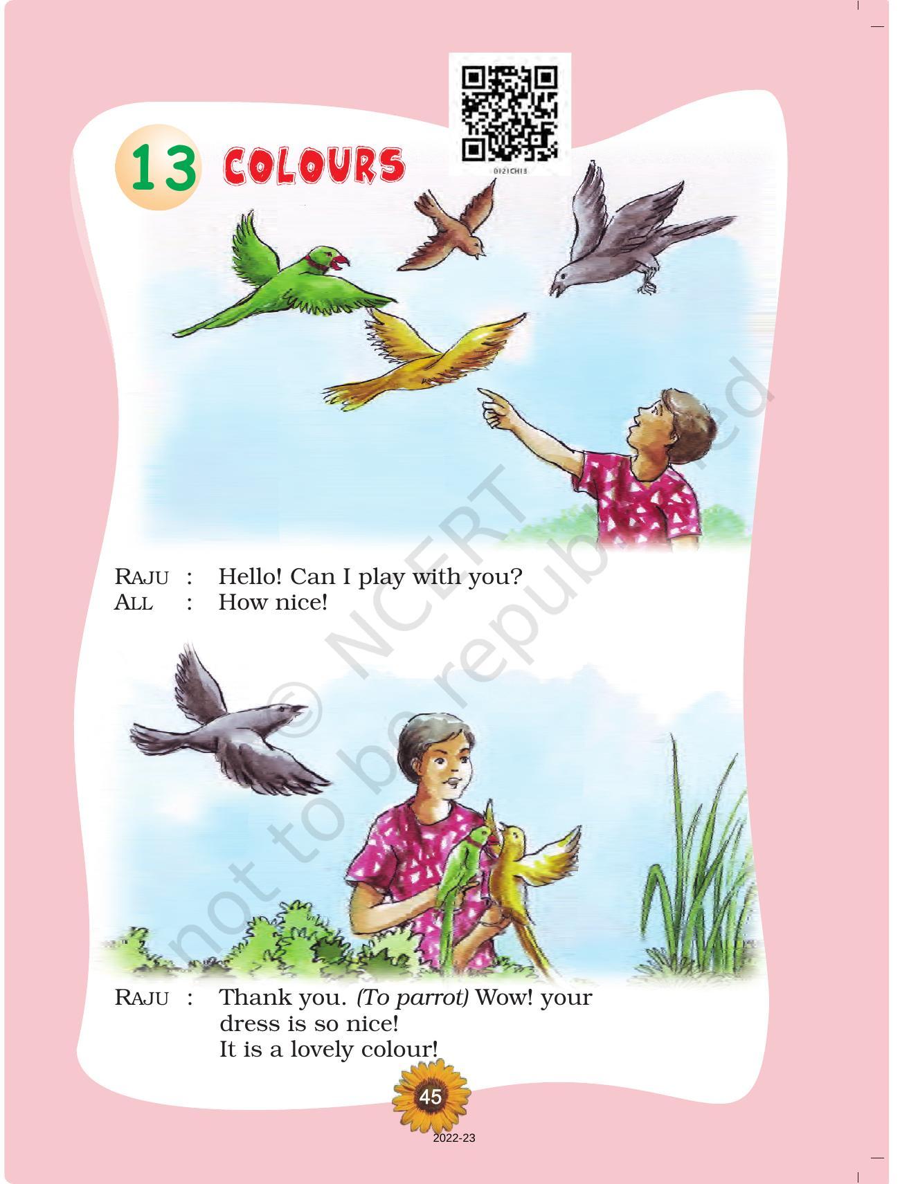 NCERT Book for Class 1 English (Raindrop):Unit 13-Colours - Page 1