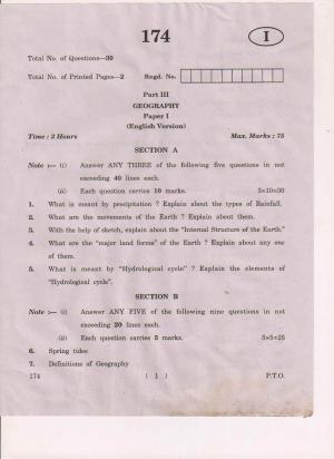 AP Inter 1st Year Geography-I (EM) May-2018 (General) Question Paper