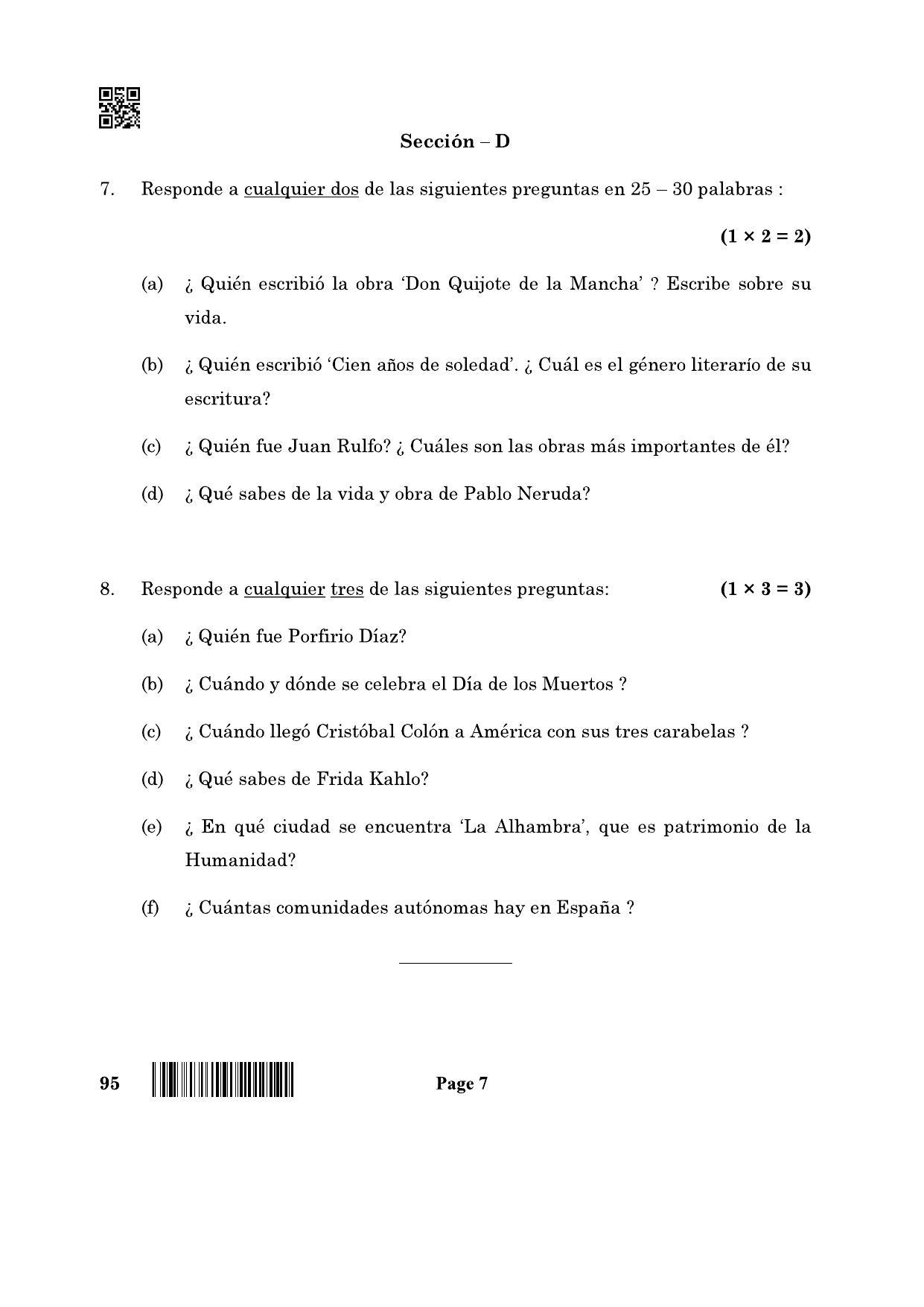 CBSE Class 12 95_Spanish 2022 Question Paper - Page 7
