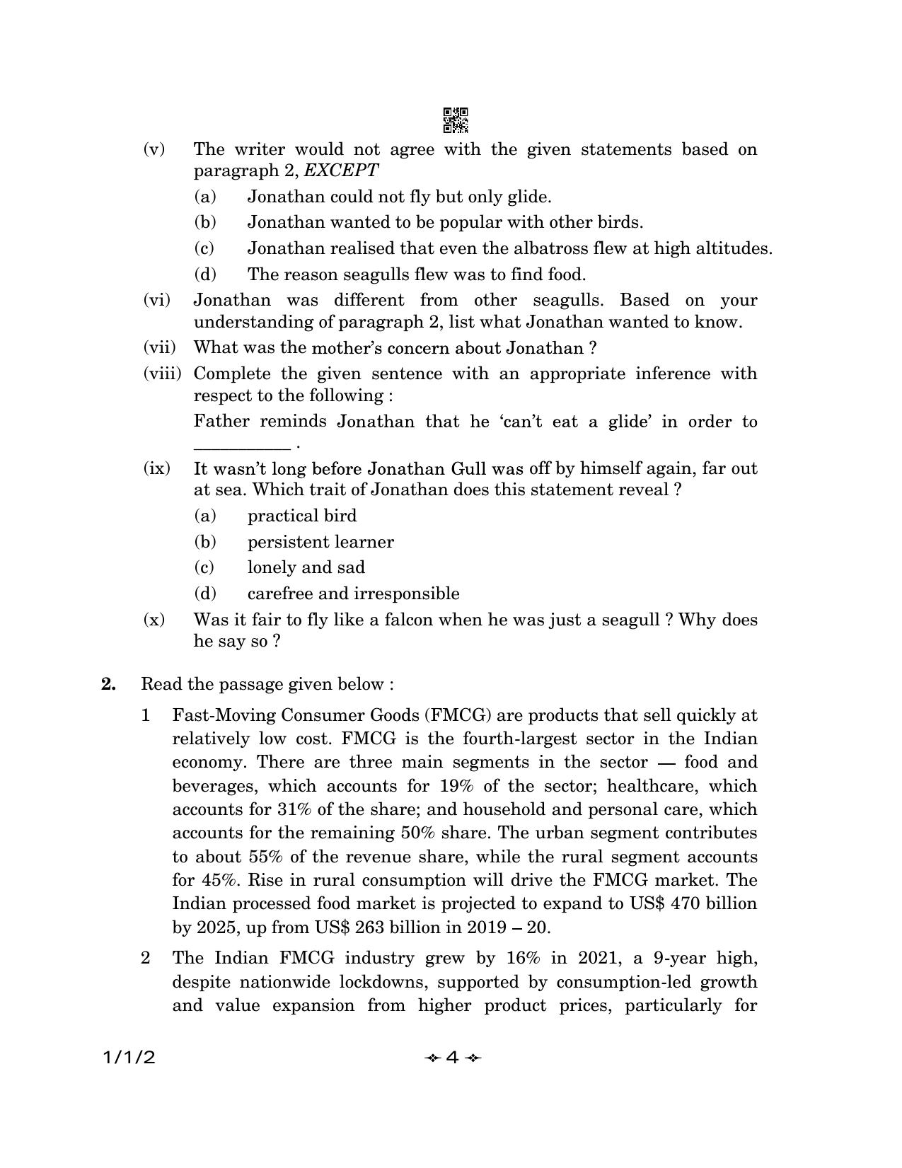 CBSE Class 12 1-1-2 English Core 2023 Question Paper - Page 4