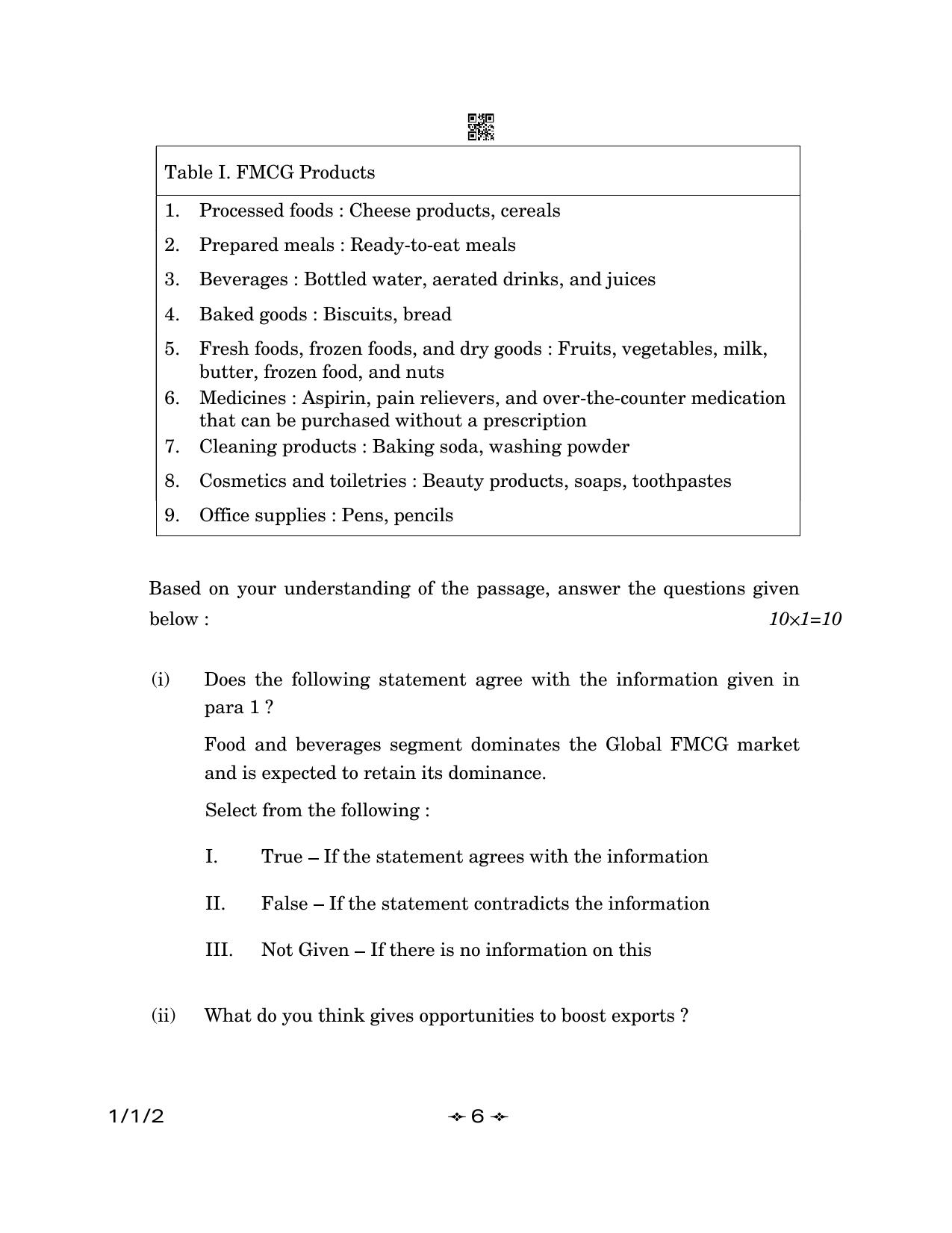 CBSE Class 12 1-1-2 English Core 2023 Question Paper - Page 6