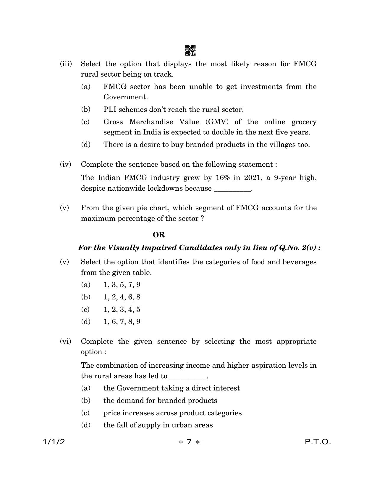 CBSE Class 12 1-1-2 English Core 2023 Question Paper - Page 7