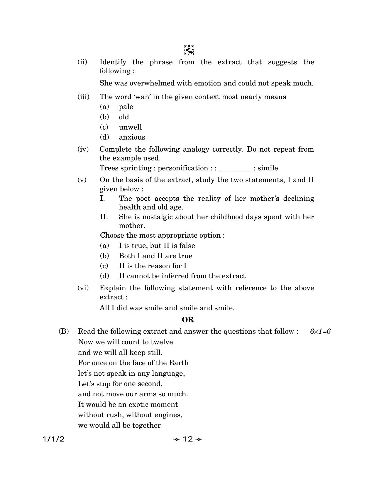 CBSE Class 12 1-1-2 English Core 2023 Question Paper - Page 12