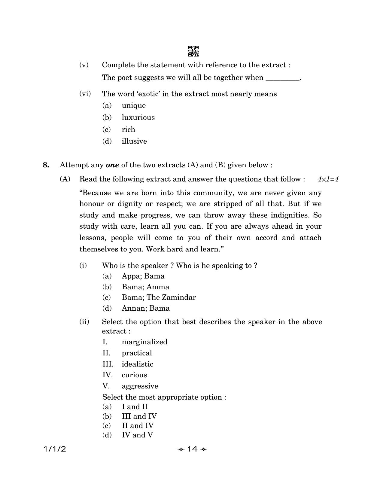CBSE Class 12 1-1-2 English Core 2023 Question Paper - Page 14