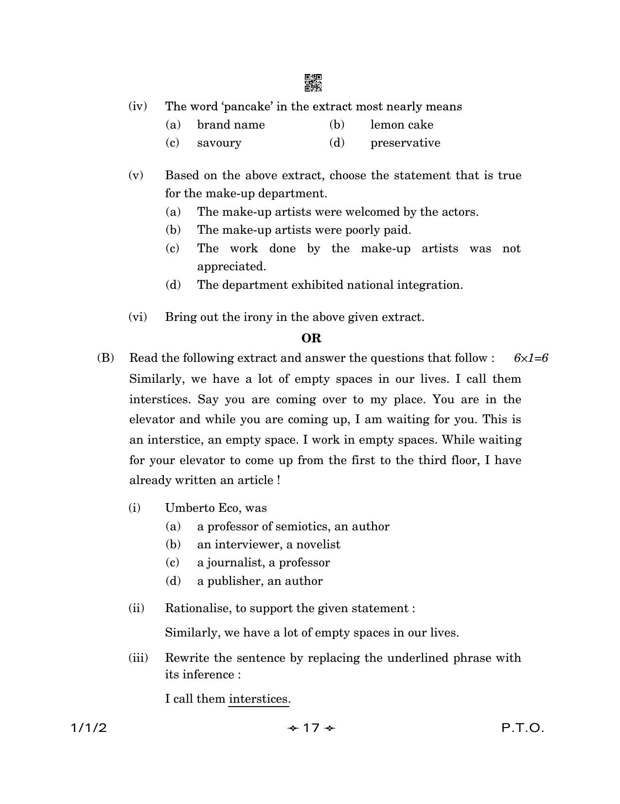 CBSE Class 12 1-1-2 English Core 2023 Question Paper - Page 17