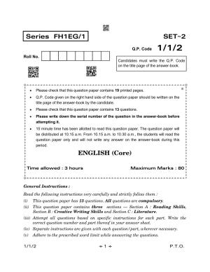 CBSE Class 12 1-1-2 English Core 2023 Question Paper
