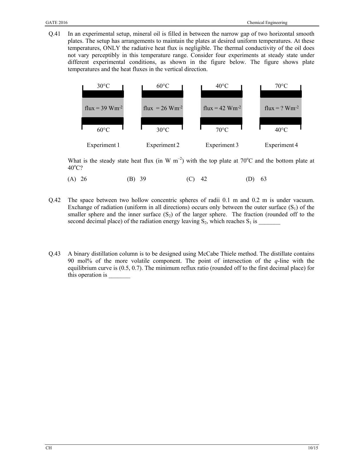 GATE 2016 Chemical Engineering (CH) Question Paper with Answer Key - Page 13