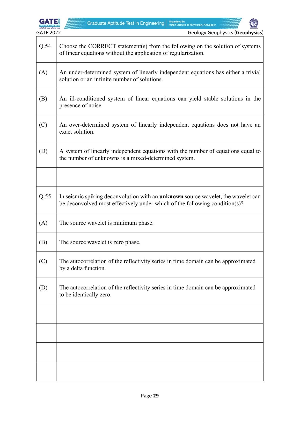 GATE 2022 Geology and Geophysics - Geophysics (GG-2) Question Paper - Page 29