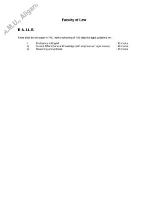 AMU Entrance Exam: B.A. LL.B. Syllabus