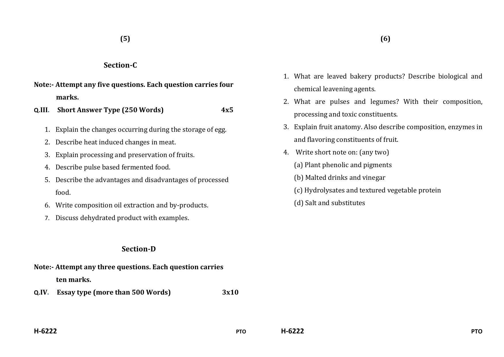 Sarguja University Question Paper July-2022 :  M.Sc. In Home Science (Food & Nutrition)(Second Sem.)Food Chemistry Paper 1 - Page 3